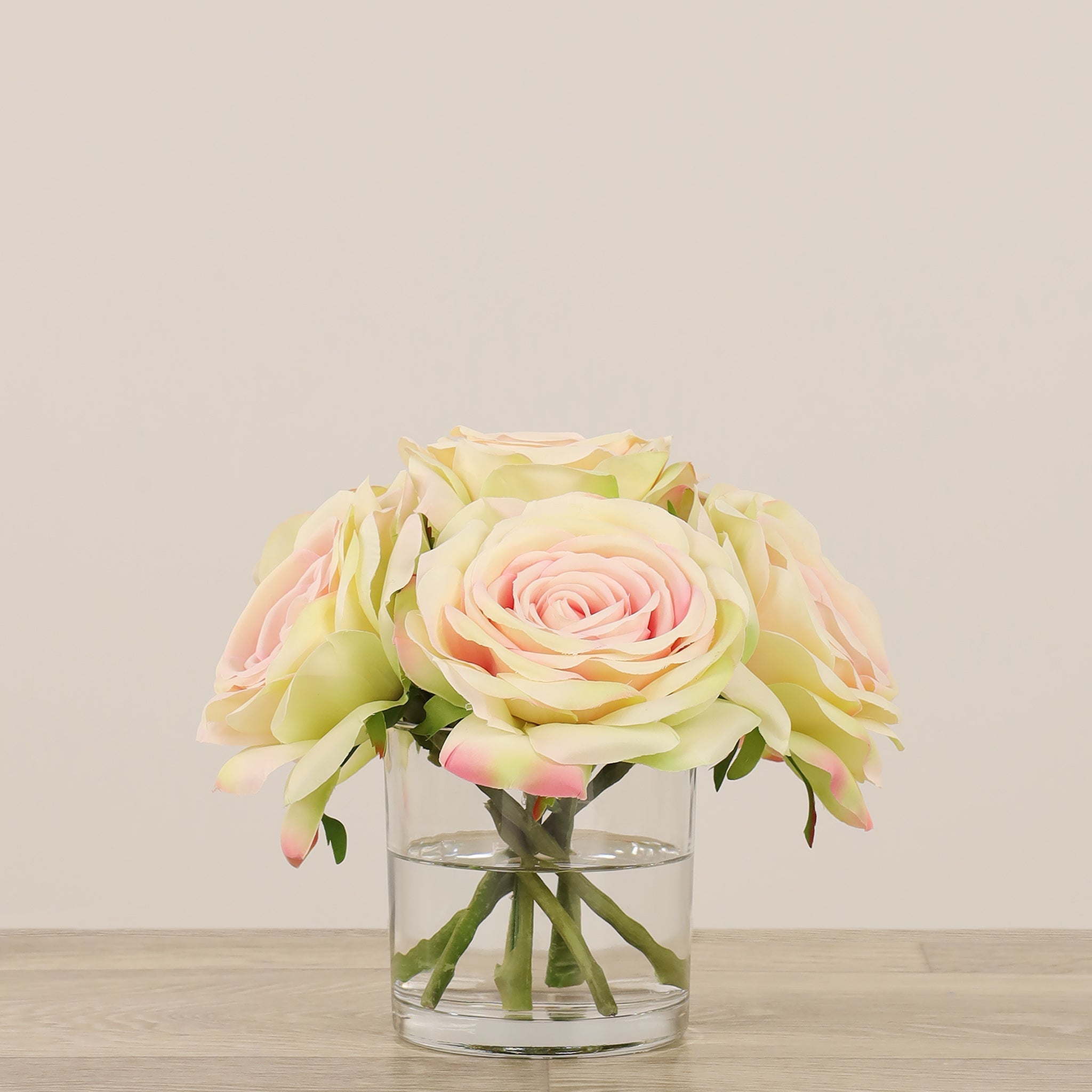 Artificial Rose Arrangement in Glass Vase