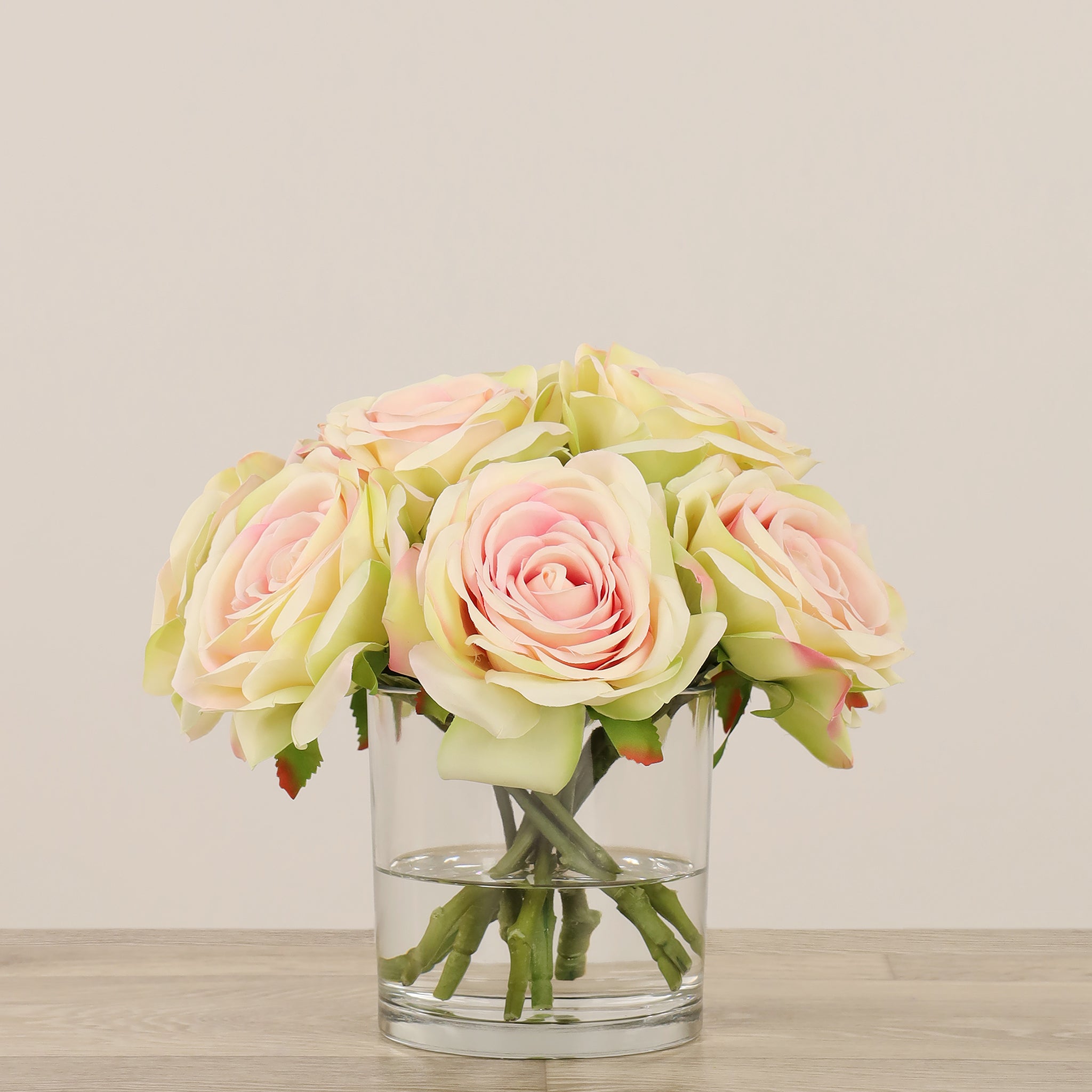 Artificial Rose Arrangement in Glass Vase