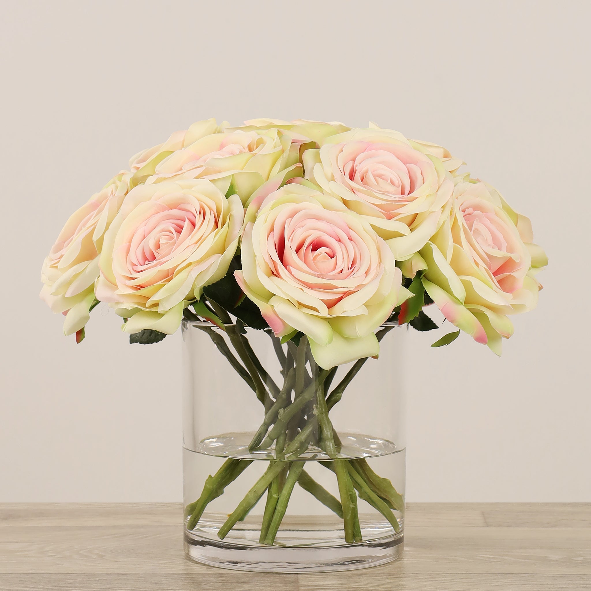 Artificial Rose Arrangement in Glass Vase