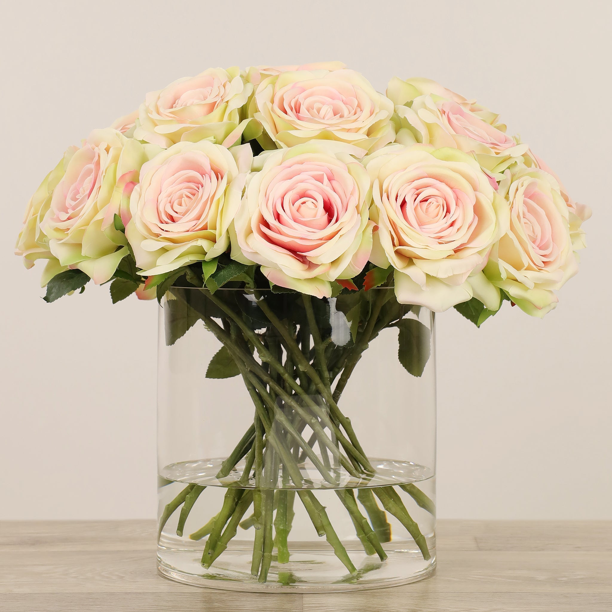 Artificial Rose Arrangement in Glass Vase