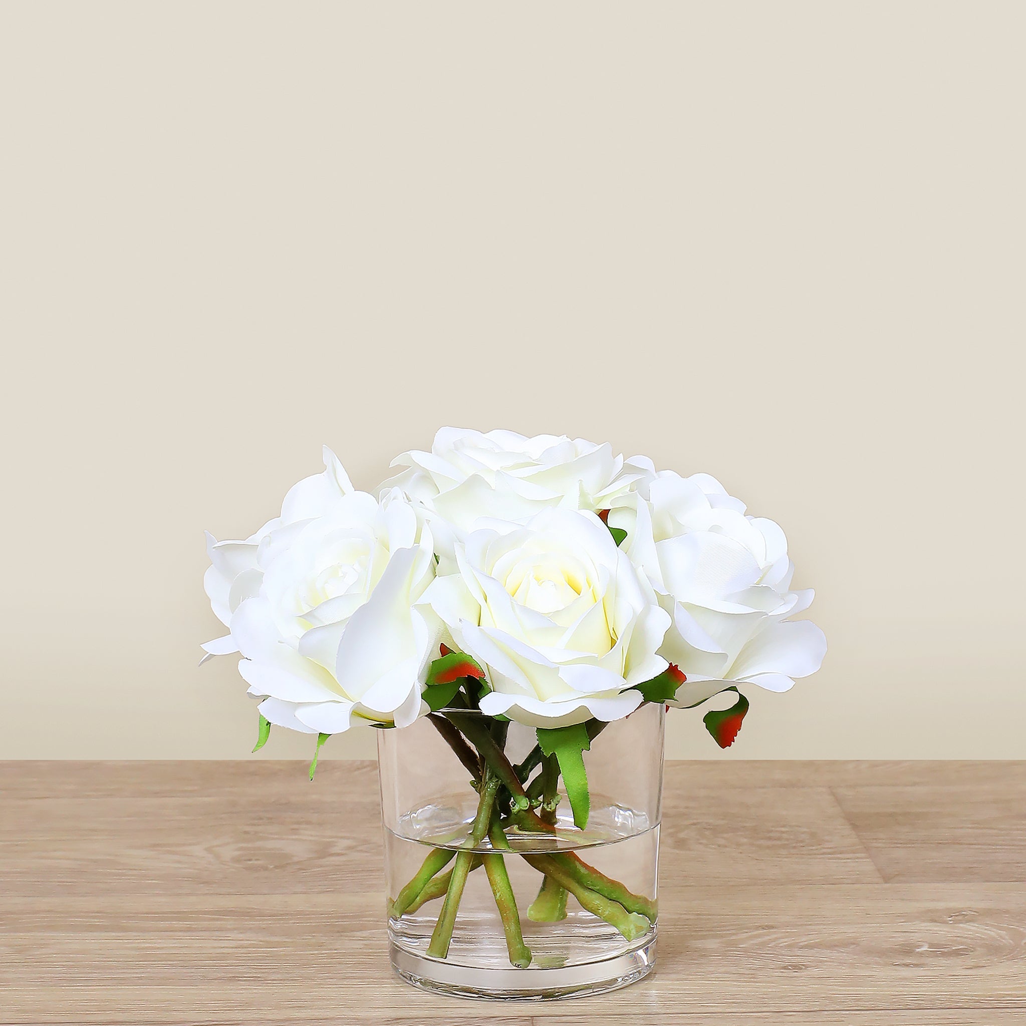 -Artificial Rose Arrangement in Glass Vase-Bloomr