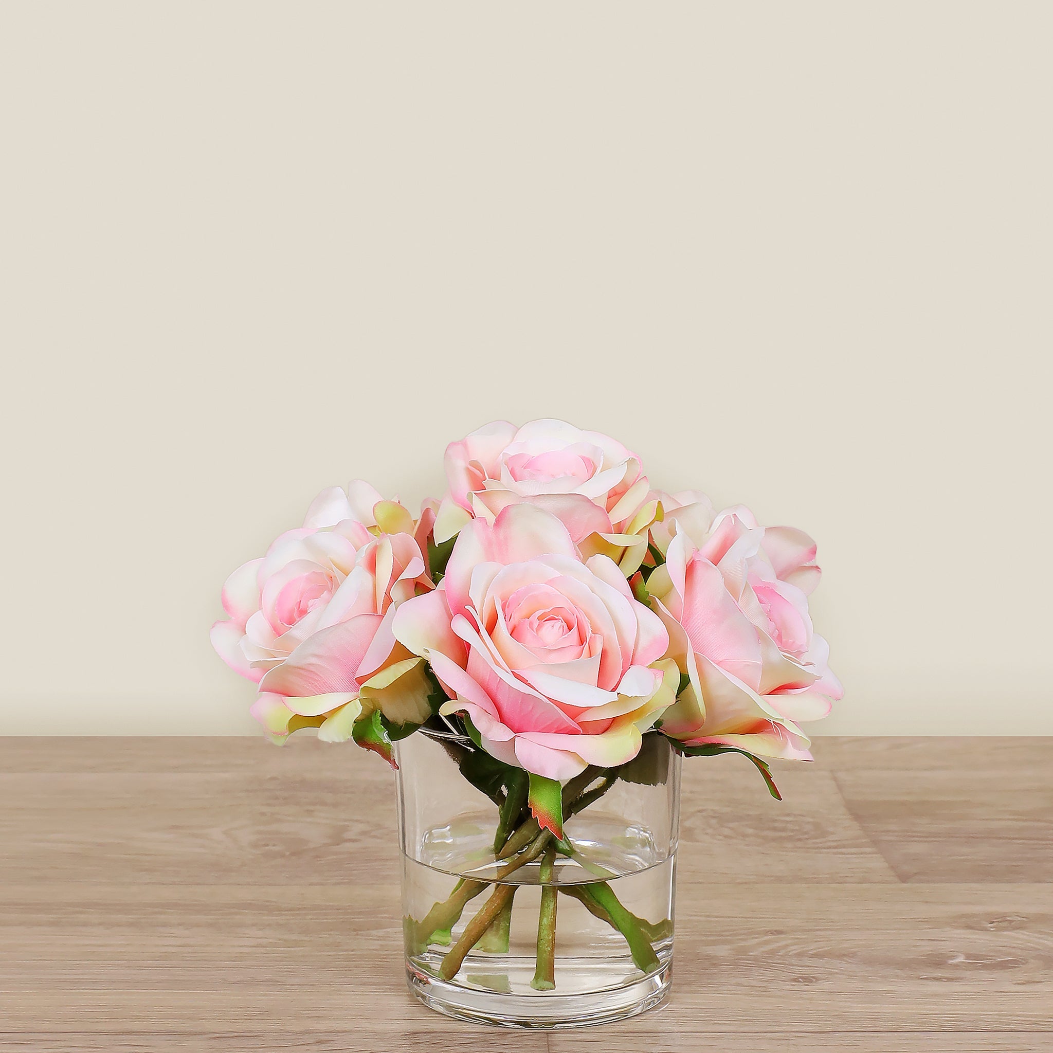 -Artificial Rose Arrangement in Glass Vase-Bloomr