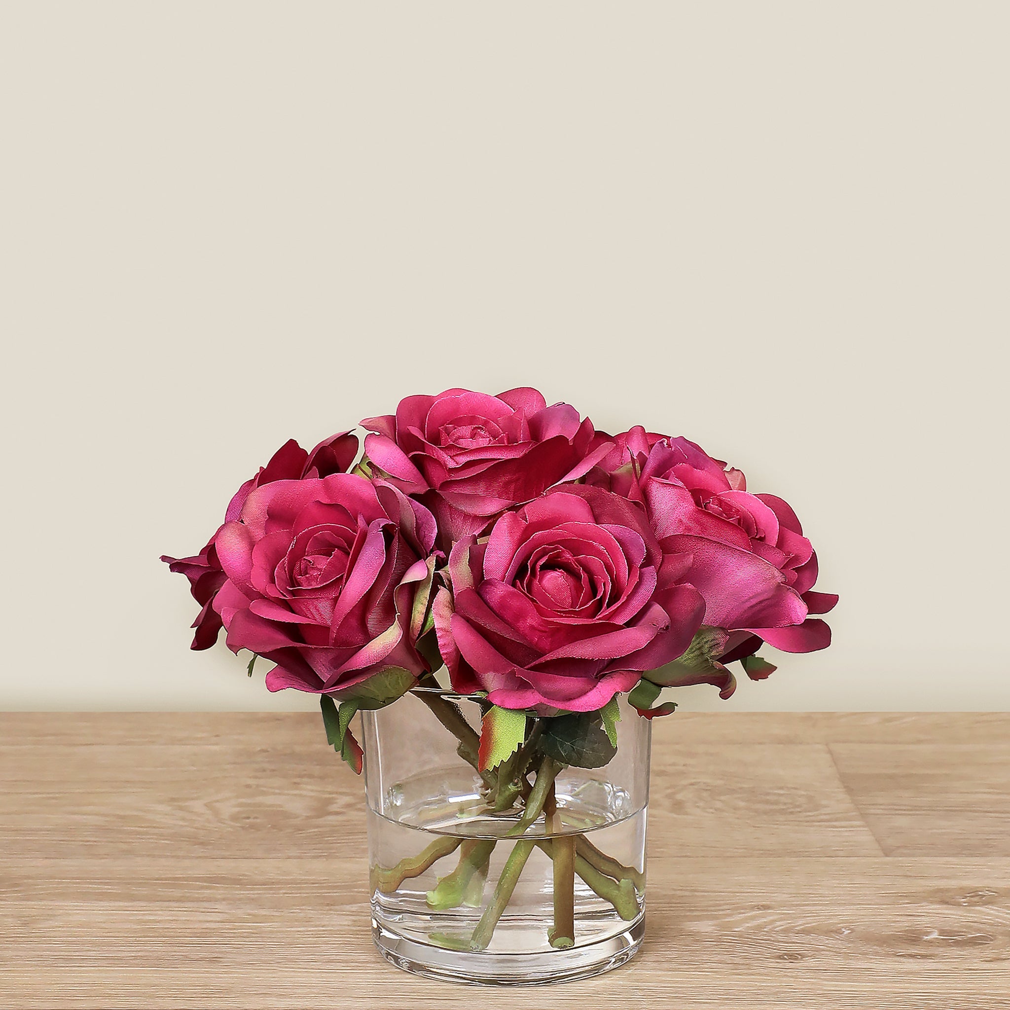 -Artificial Rose Arrangement in Glass Vase-Bloomr