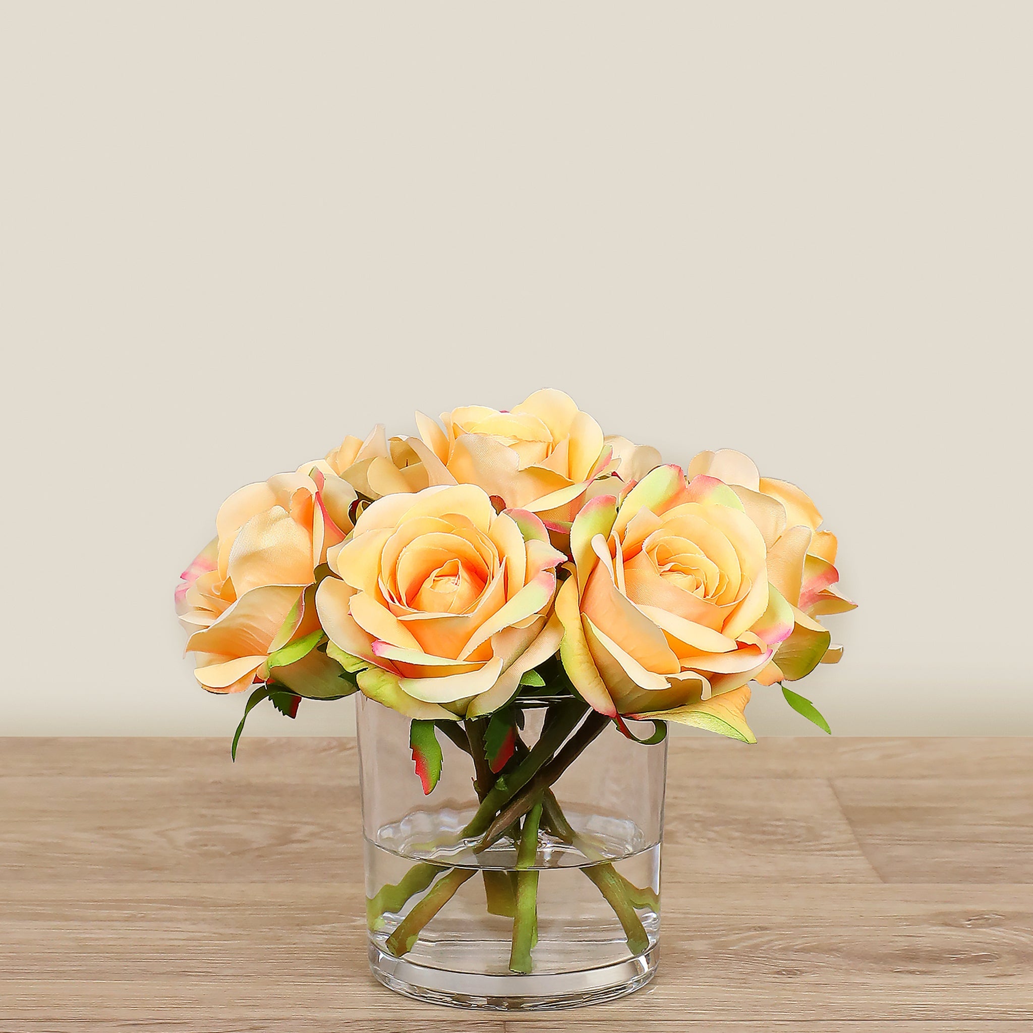 -Artificial Rose Arrangement in Glass Vase-Bloomr