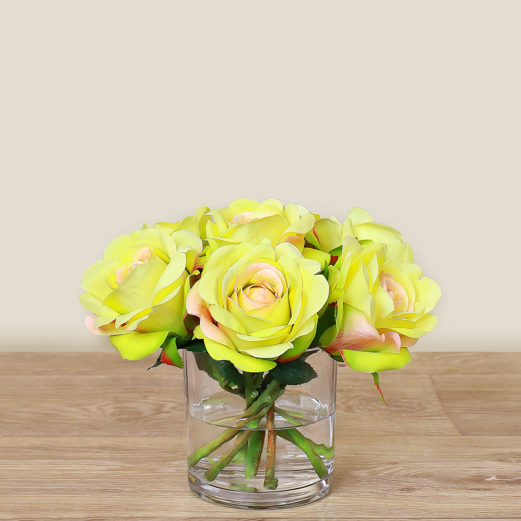 Artificial Rose Arrangement in Glass Vase