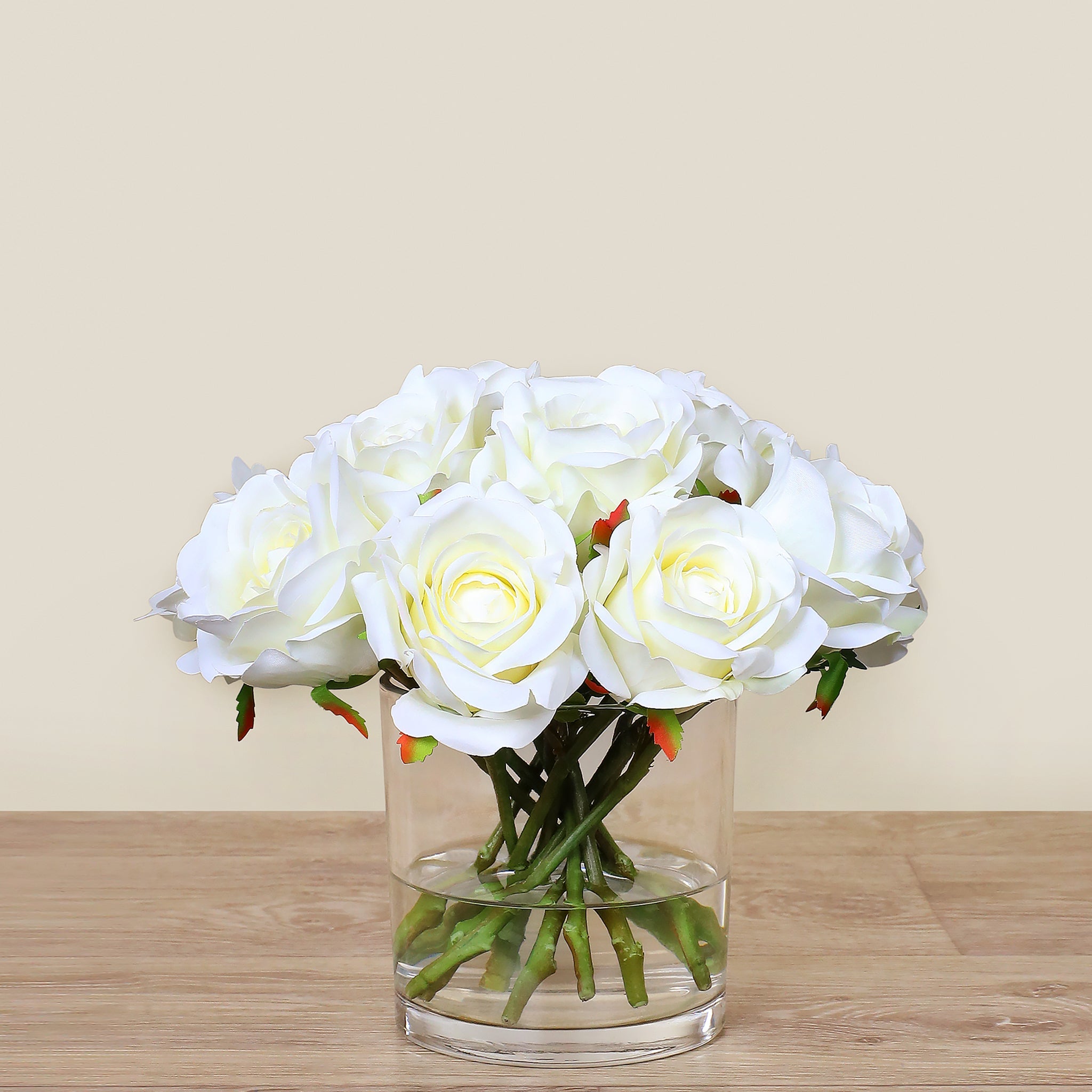 Artificial Rose Arrangement in Glass Vase