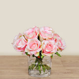 Artificial Rose Arrangement in Glass Vase