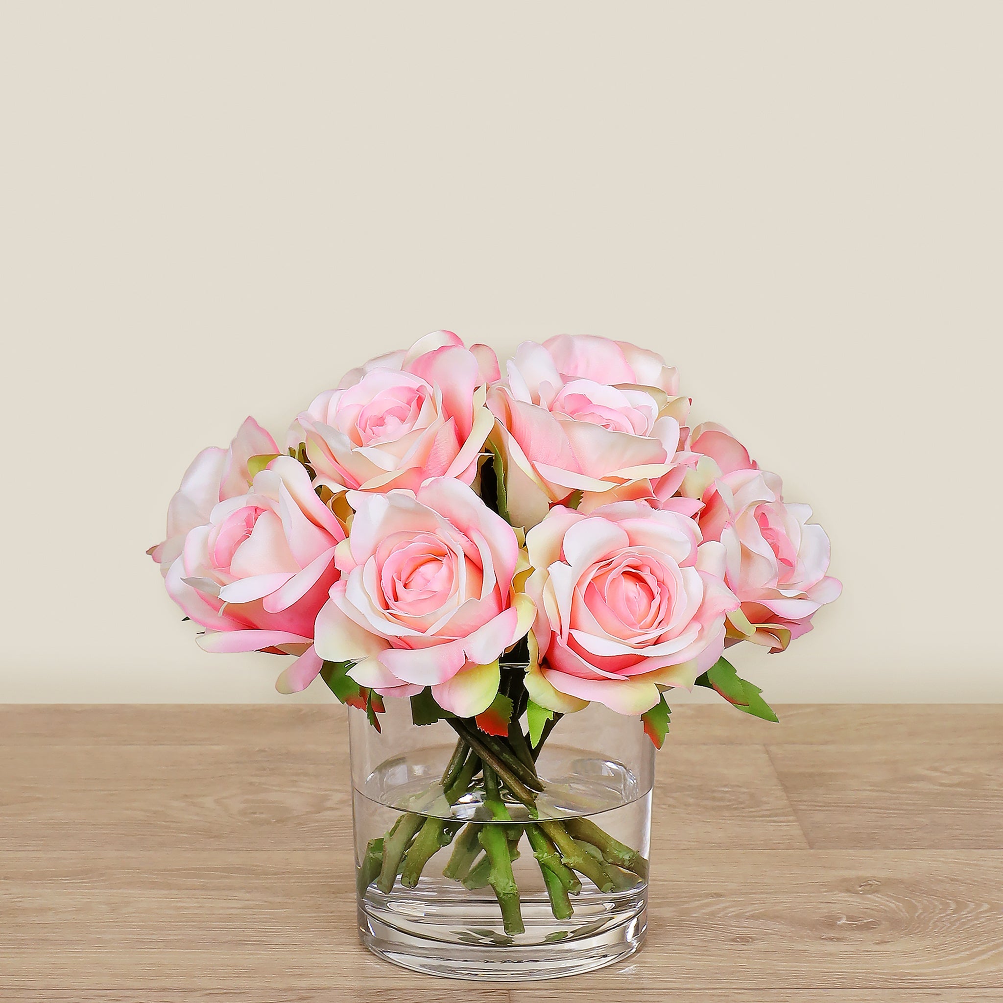 Artificial Rose Arrangement in Glass Vase