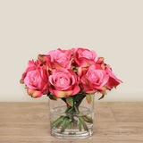 Artificial Rose Arrangement in Glass Vase