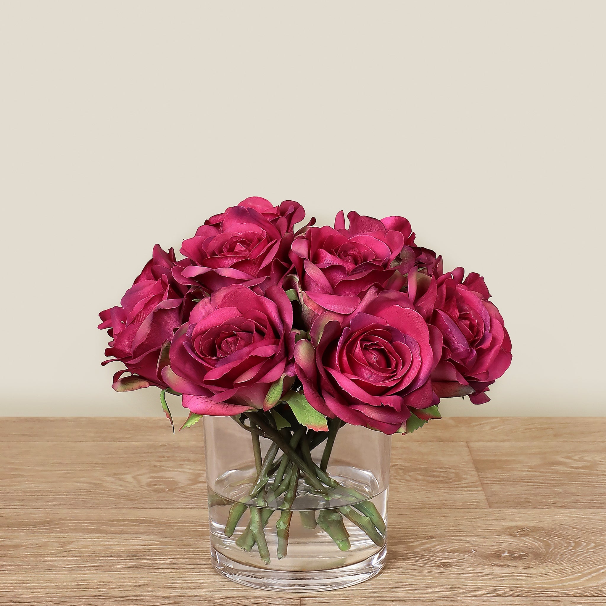 Artificial Rose Arrangement in Glass Vase