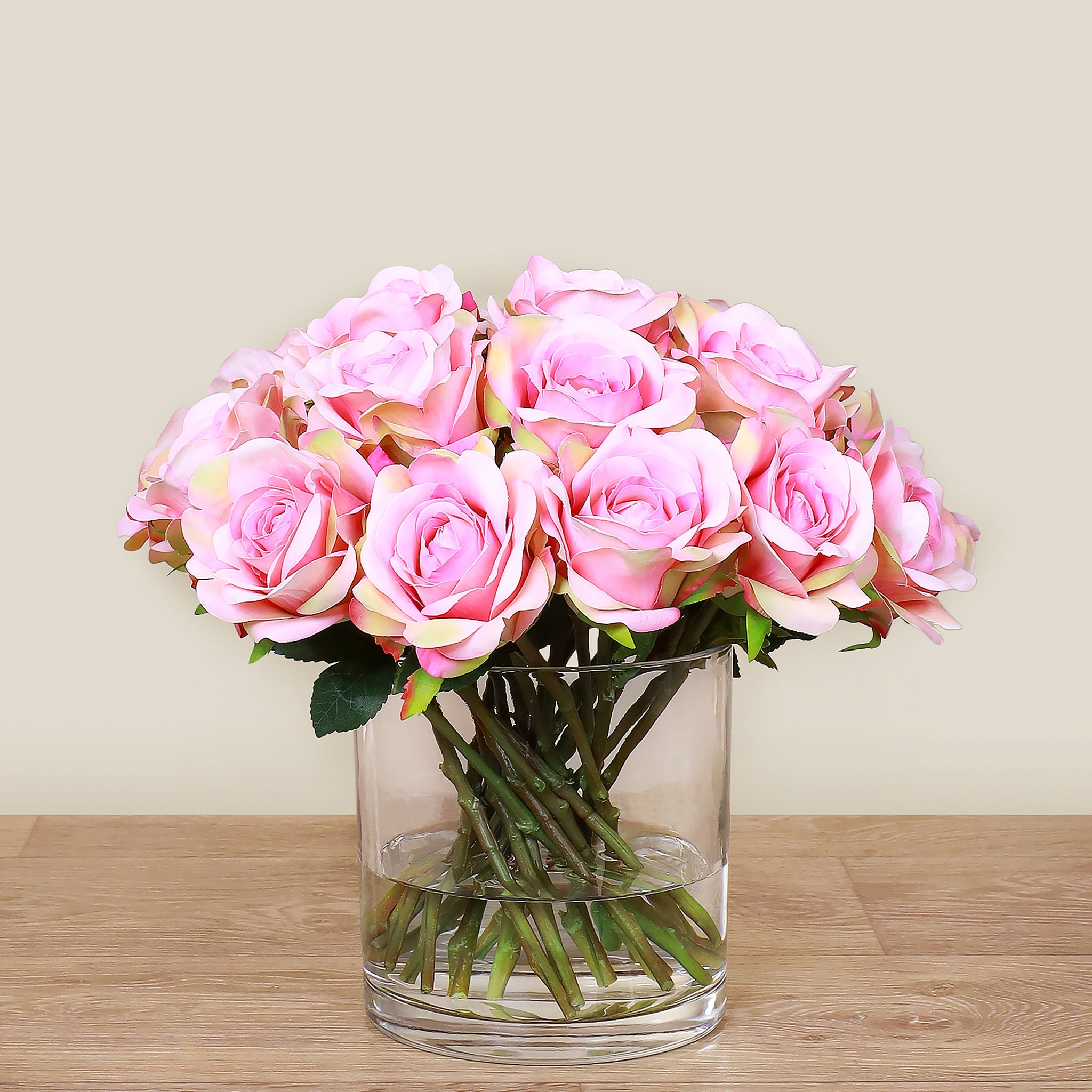 Artificial Rose Arrangement in Glass Vase