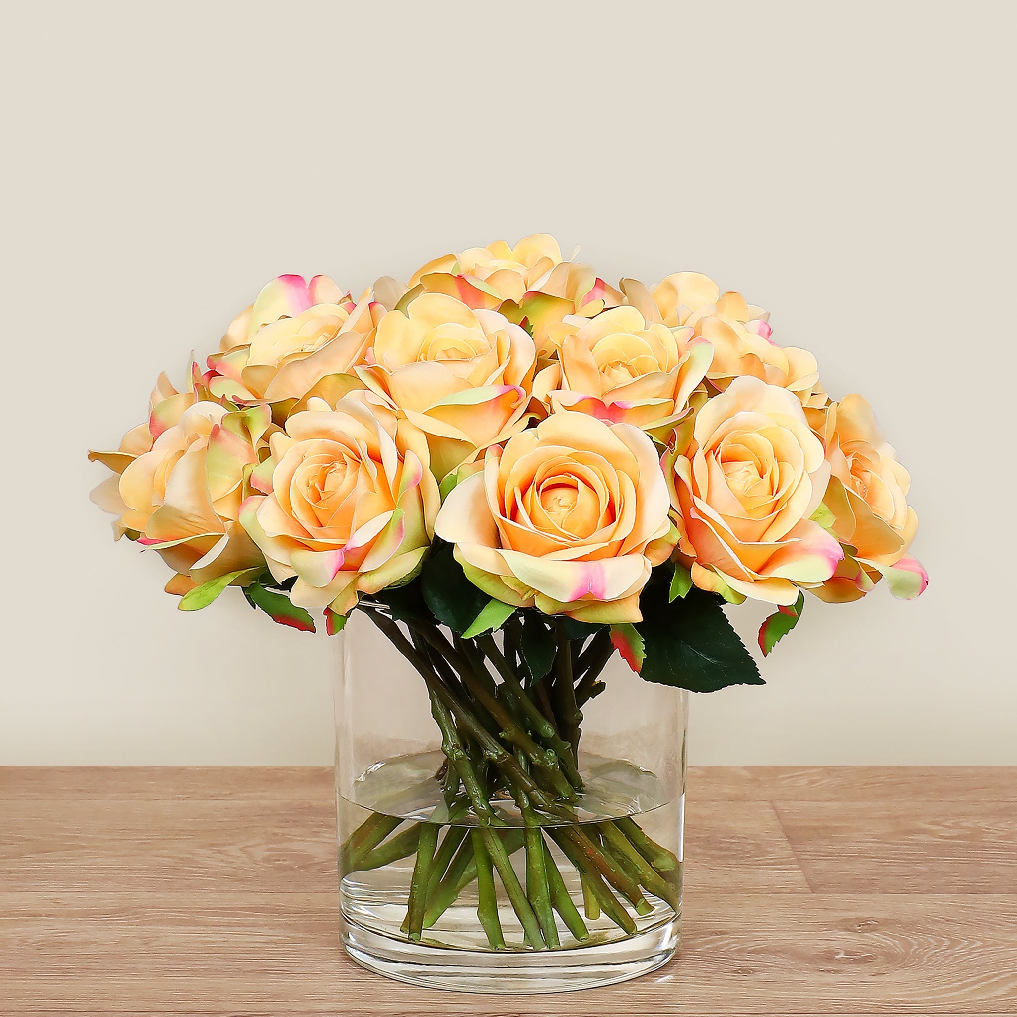 Artificial Rose Arrangement in Glass Vase