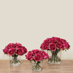 -Artificial Rose Arrangement in Glass Vase-Bloomr