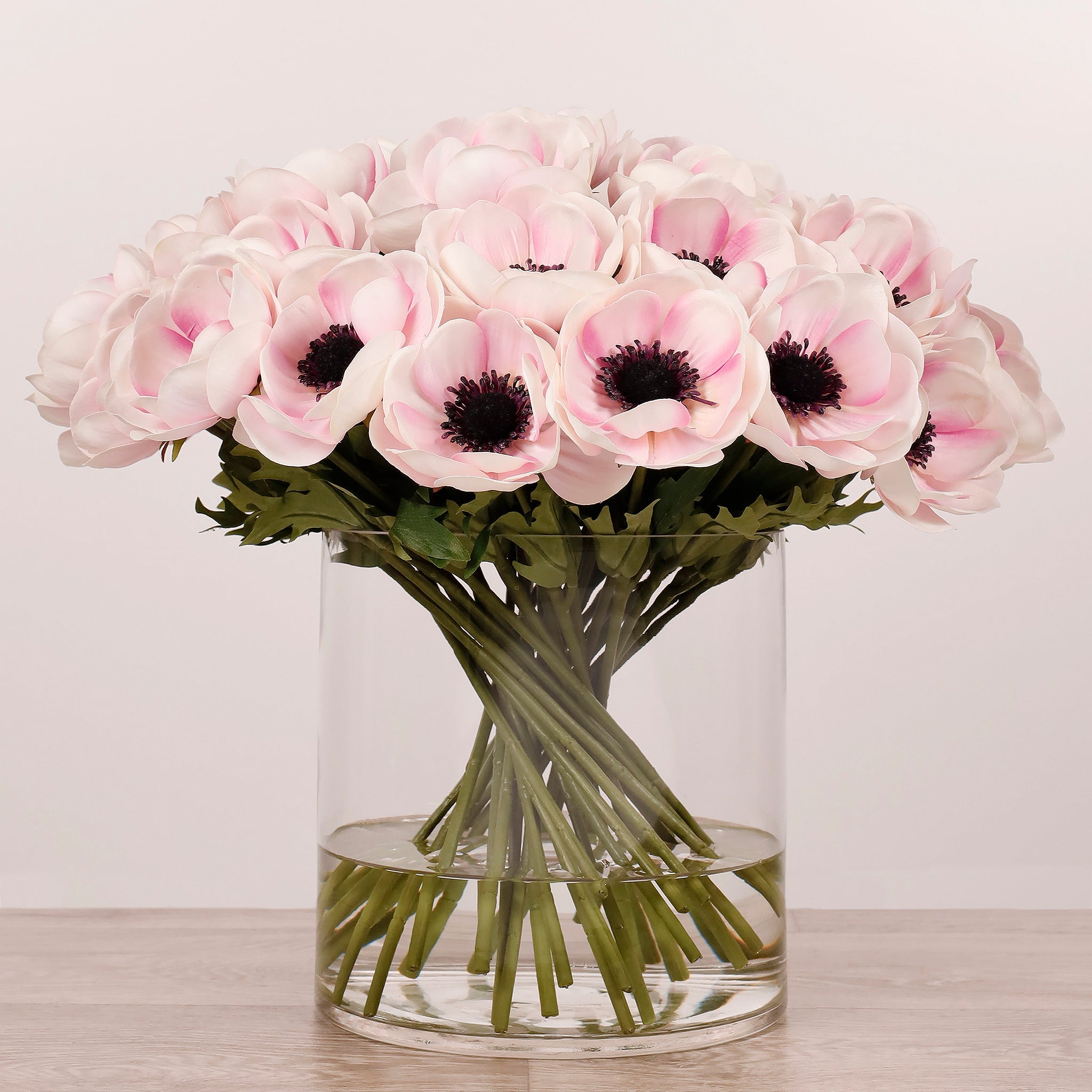 Floral Arrangement-Artificial Anemone Arrangement in Glass Vase-Bloomr