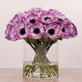 Floral Arrangement-Artificial Anemone Arrangement in Glass Vase-Bloomr