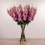 Artificial Larkspur Arrangement in Glass Vase