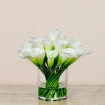 -Artificial Calla lily Arrangement in Glass Vase-Bloomr