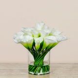 -Artificial Calla lily Arrangement in Glass Vase-Bloomr