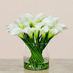 -Artificial Calla lily Arrangement in Glass Vase-Bloomr