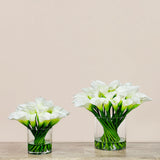 -Artificial Calla lily Arrangement in Glass Vase-Bloomr