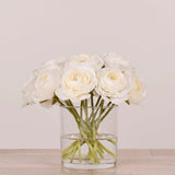 Artificial Ranunculus Arrangement in Glass Vase