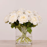 Artificial Ranunculus Arrangement in Glass Vase