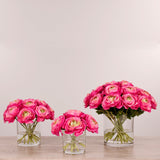 Artificial Ranunculus Arrangement in Glass Vase