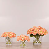 Artificial Ranunculus Arrangement in Glass Vase