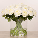 Artificial Ranunculus Arrangement in Glass Vase