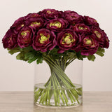 Artificial Ranunculus Arrangement in Glass Vase