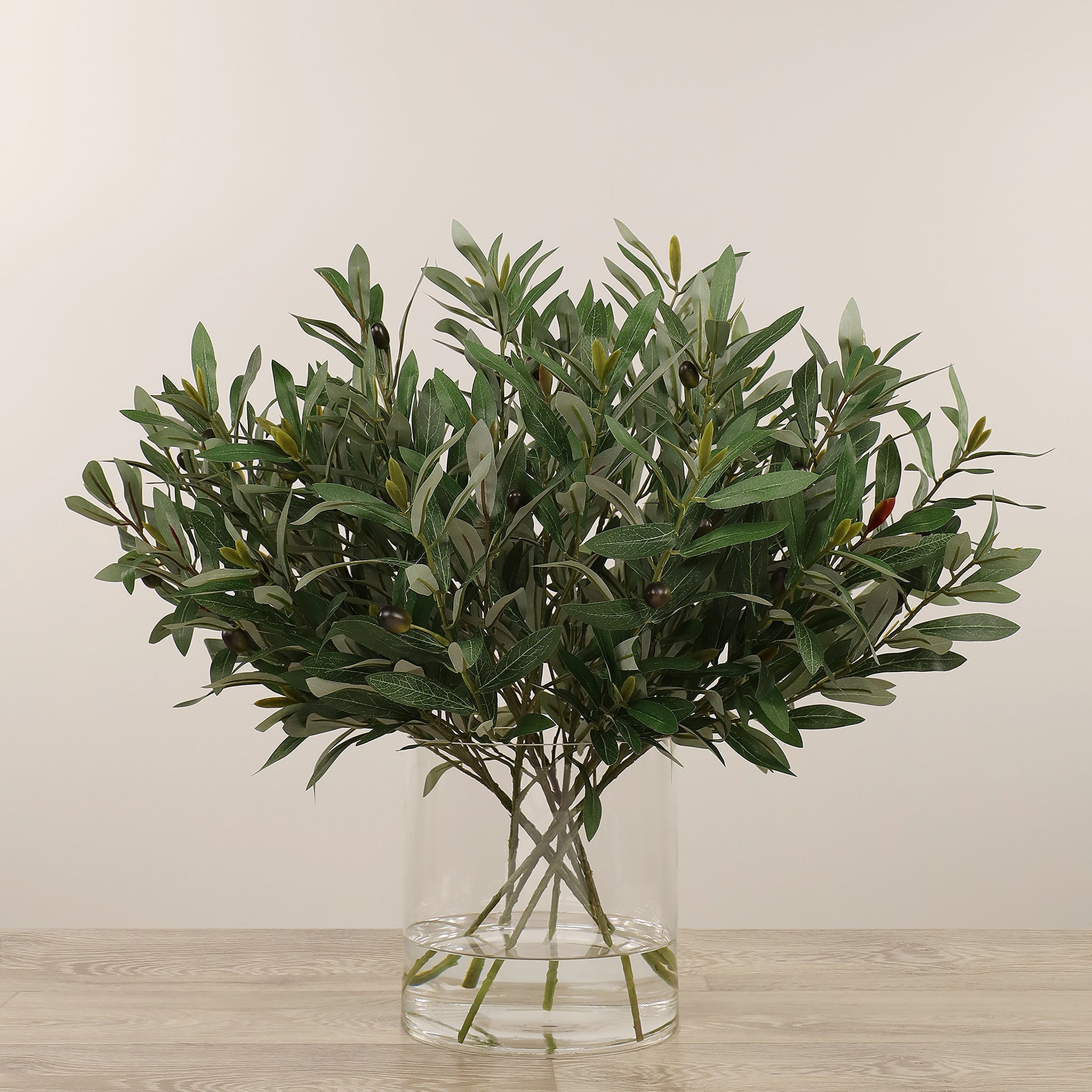 Floral Arrangement-Artificial Olive Arrangement in Glass Vase-Bloomr