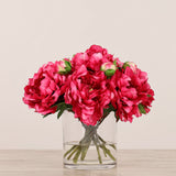 Artificial Peony Arrangement in Glass Vase