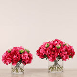 Artificial Peony Arrangement in Glass Vase