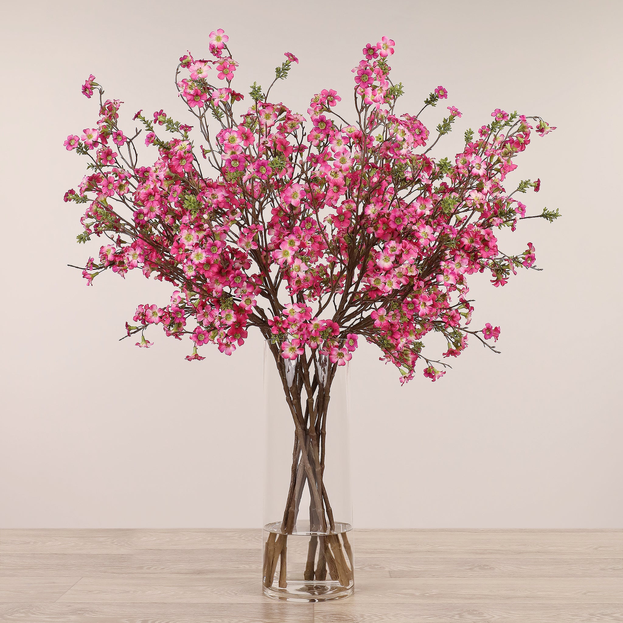 Artificial Leptospermum Arrangement in Glass Vase