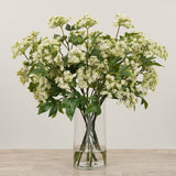 -Artificial Queen Anne's Lace Spray Arrangement in Glass Vase-Bloomr