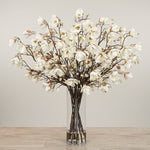 -Artificial Magnolia Arrangement in glass vase-Bloomr